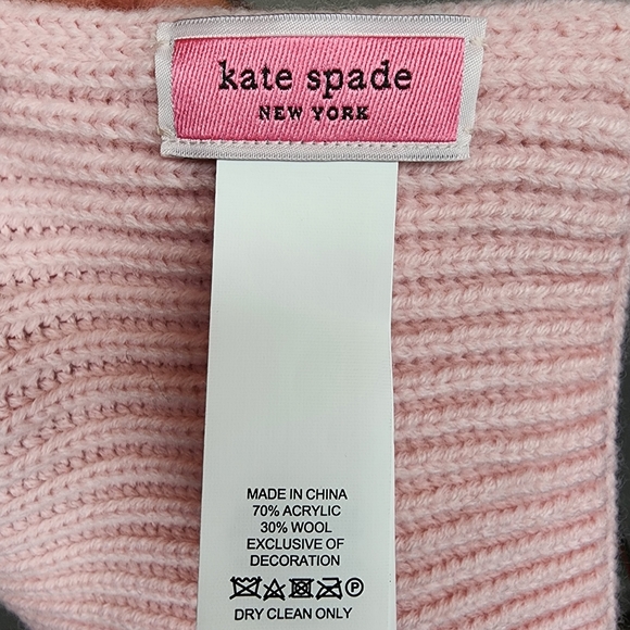 Kate spade Bow Pockets Warm Pink and Black Large Scarf - Picture 3 of 5